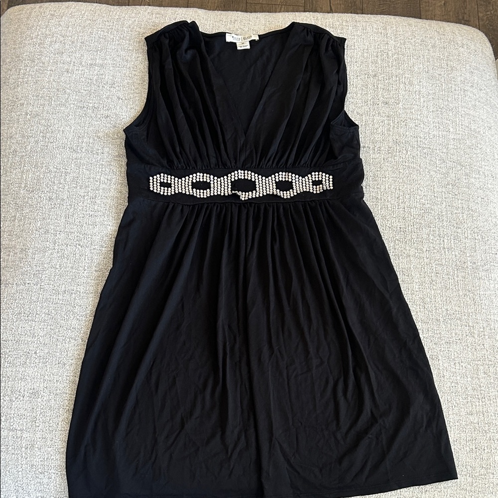 White House Black Market Black Mini Dress with Silver Accents